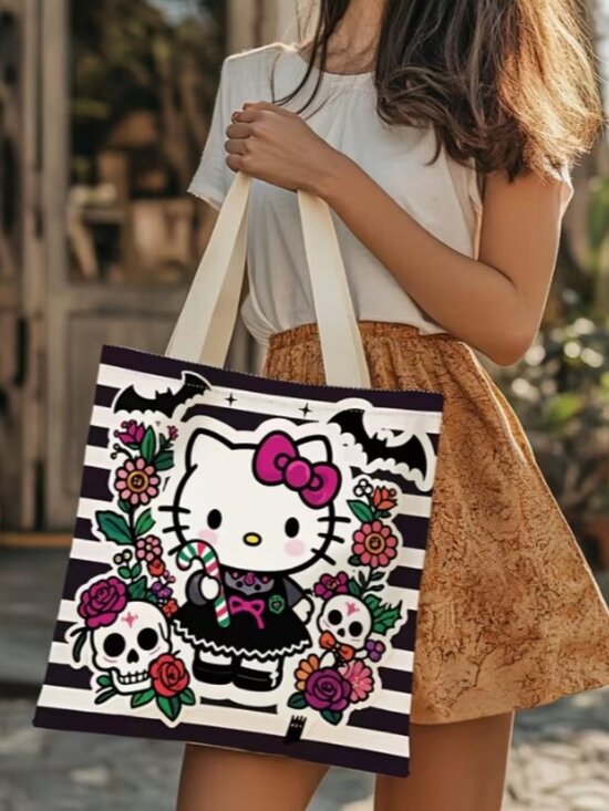 Hello Kitty Handbags - HELLO KITTY “Dia de los Muertos Day of the Dead” Shopping Tote Bag (NEW & CUTE!)